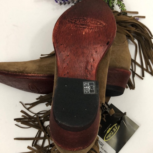NEW JB Dillon Tan Suede Fringe Cowboy Booties - Picture 8 of 8